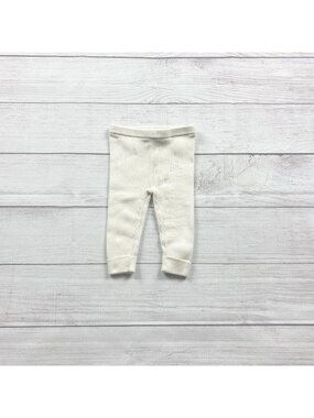 Baby Gap White Ribbed Knit Cotton Leggings Soft Stretchy Basics 3-6 Months